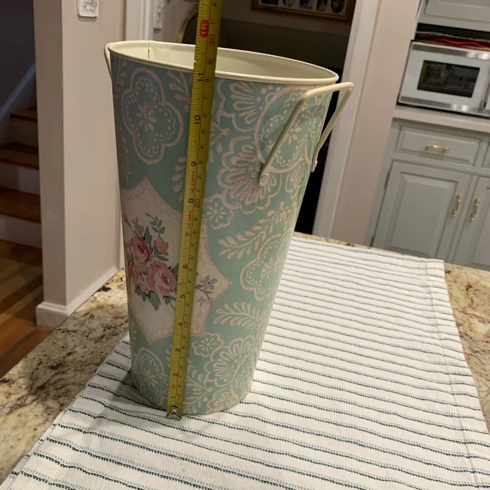 shabby chic vintage cottage style French floral bucket